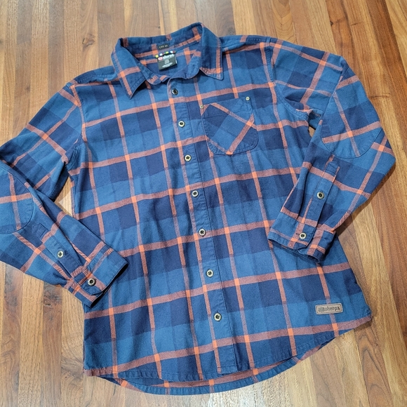 Men's Sherpa Adventure Gear Soft Flannel Shirt Long Sleeve Button Front Large - Picture 1 of 13